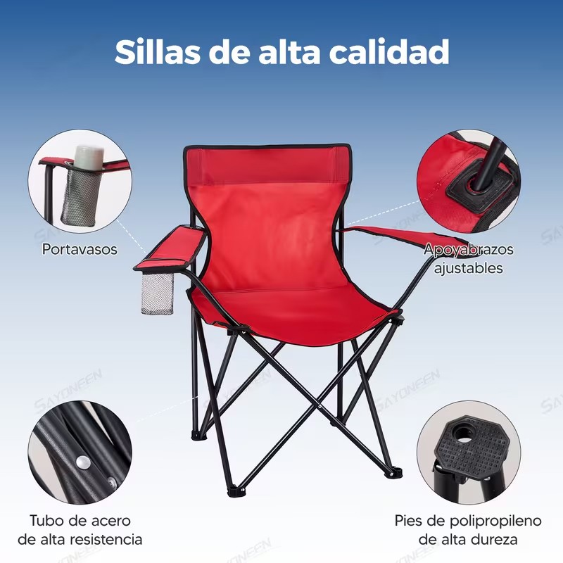 Silla de camping portátil y plegable